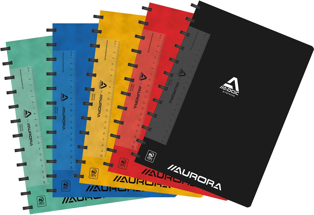 Adoc Classic notitieboek, A4-formaat, 144 pagina's, commercieel geruit, in verschillende kleuren