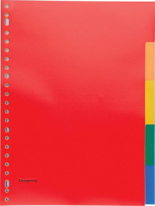 Pergamy tabbladen, A4-formaat, 23-gaats perforatie, PP, 5 tabs in verschillende kleuren