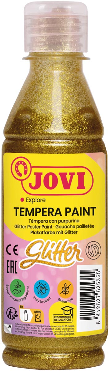 Jovi Plakkaatverf Glitter flacon van 250 ml, goud 12 stuks, OfficeTown