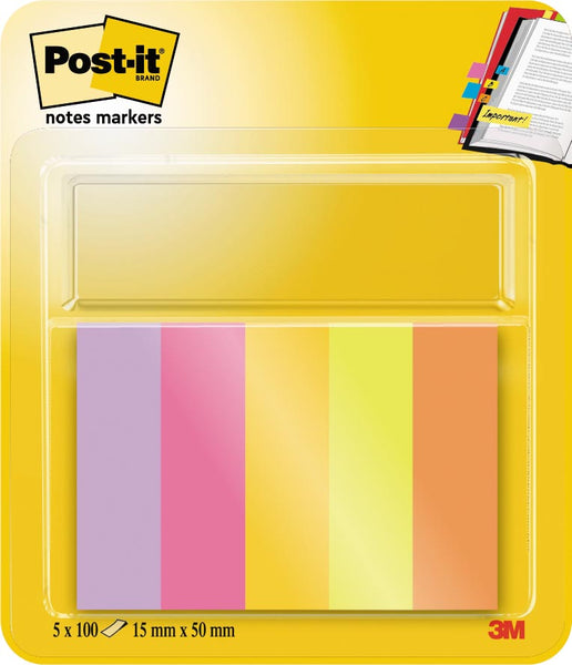 Post-it notitie markers Energetic, ft 15 x 50 mm, blister met 5 blokjes van 50 tabs