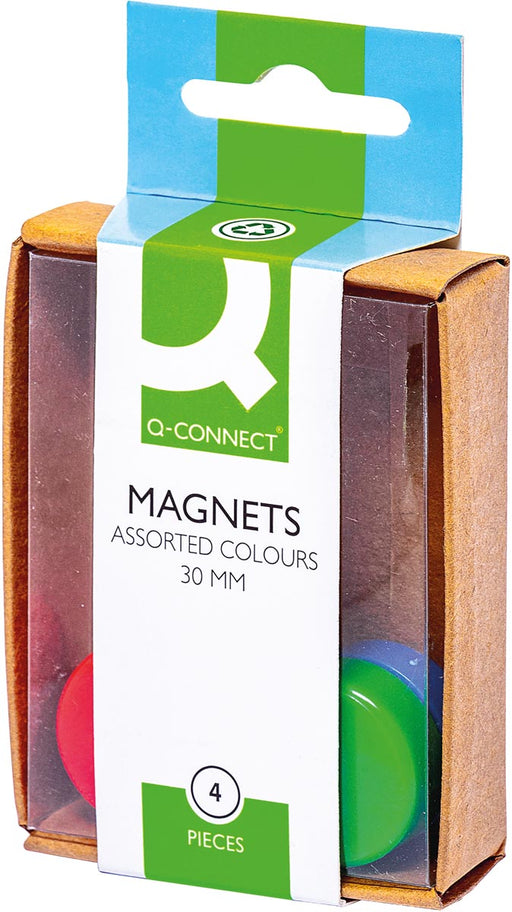 Q-CONNECT magneten 25 mm geassorteerde kleuren doos van 4 stuks 10 stuks, OfficeTown
