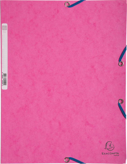 Exacompta elastomap van karton, A4-formaat, 3 kleppen, set van 3 in 3 tinten roze (Candy)