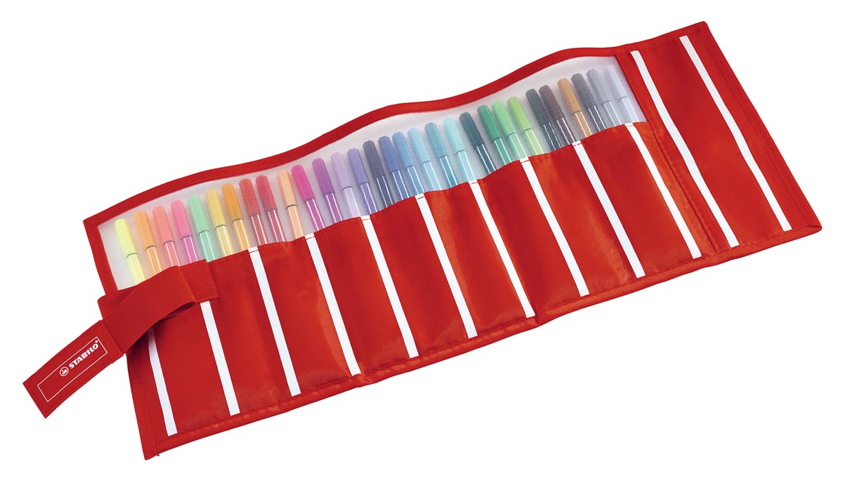 STABILO Pen 68 viltstift, rollerset met 30 stiften in verschillende kleuren