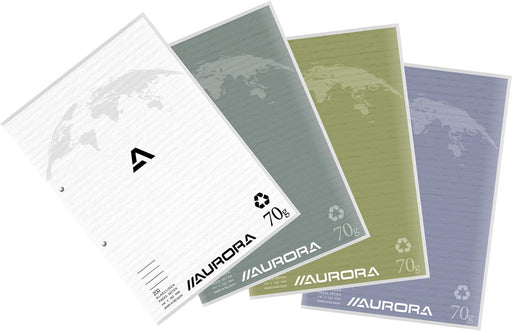 Aurora cursusblok A4 70G, gelijnd, met marge, 100 vel 10 stuks, OfficeTown
