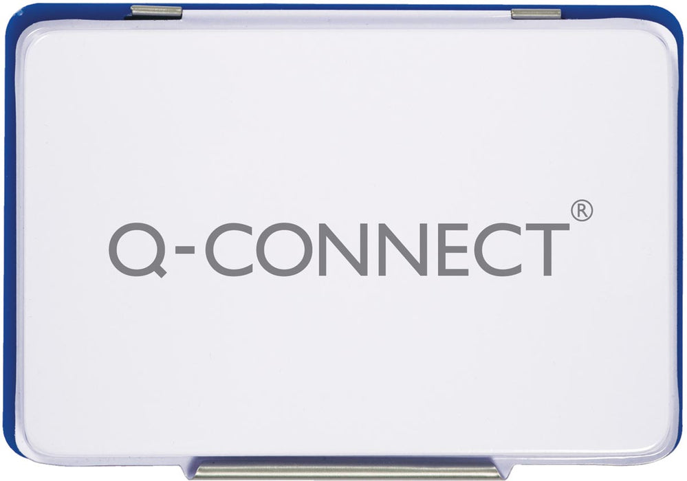 Q-CONNECT stempelkussen in metalen doosje, ft 110 x 70 mm, blauw
