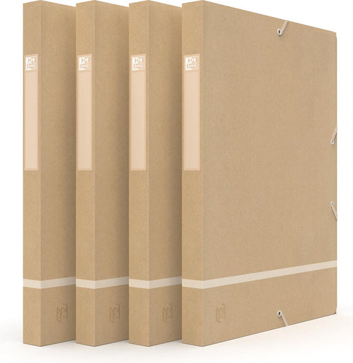 Oxford elastobox Touareg, ft A4, uit karton, rug van 2,5 cm, naturel en wit 12 stuks, OfficeTown