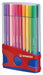 STABILO Pen 68 brush, ColorParade, rood-blauwe doos, 20 stuks in geassorteerde kleuren 10 stuks, OfficeTown