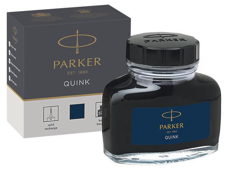 Parker Quink inktfles blauw-zwart 57 ml - 12 stuks