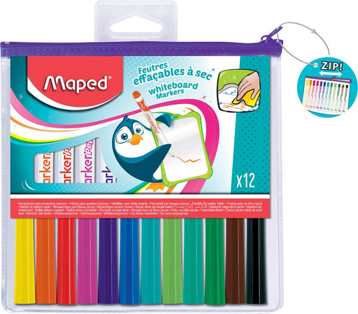 Maped Marker'Peps whiteboardmarker, etui met 12 stuks in geassorteerde kleuren 12 stuks, OfficeTown