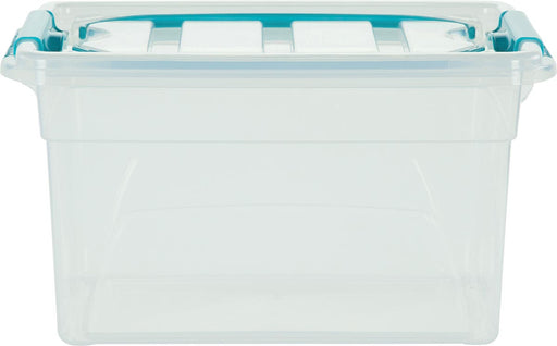 Whitefurze Carry Box opbergdoos 7 liter, transparant met blauwe handvaten 7 stuks, OfficeTown