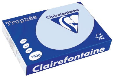 Clairefontaine Trophée Pastel, gekleurd papier, A4, 160 g, 250 vel, azuurblauw 4 stuks, OfficeTown