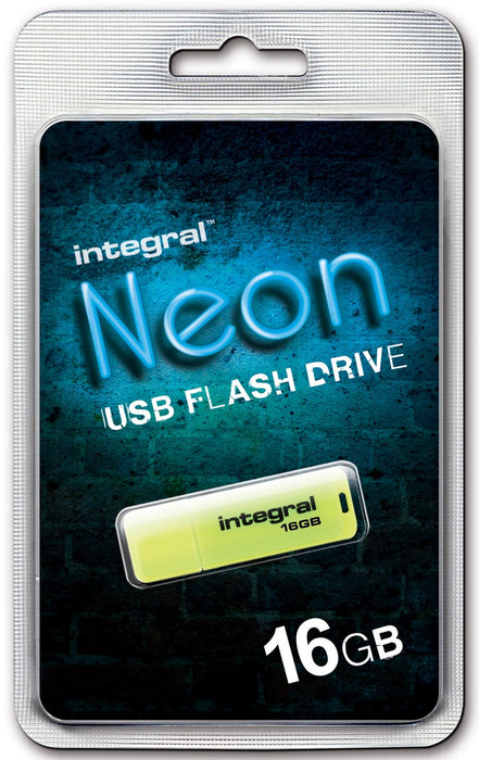 Integrale Neon USB 2.0-stick, 16 GB, geel