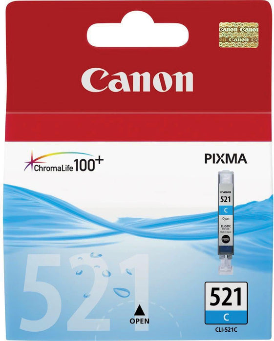 Canon inktcartridge CLI-521C, 448 pagina's, OEM 2934B001, cyaan