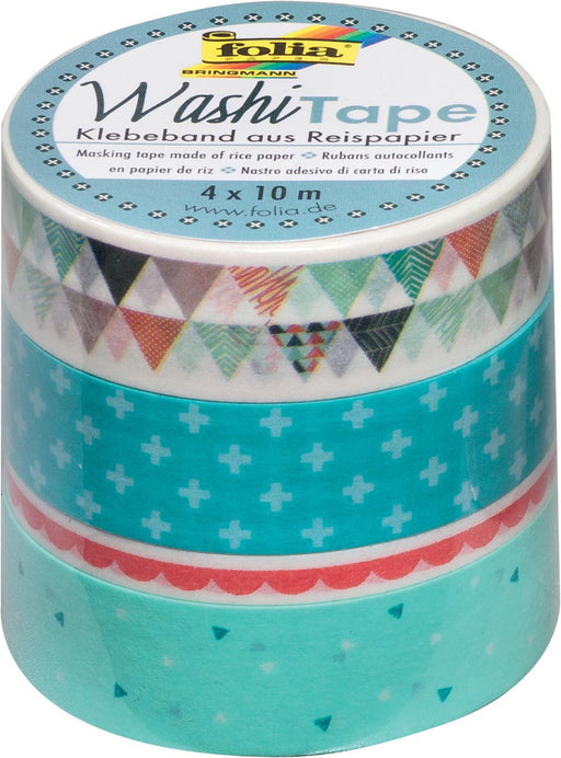 Folia washi tape pastel, pak met 4 stuks in geassorteerde kleuren 4 stuks, OfficeTown