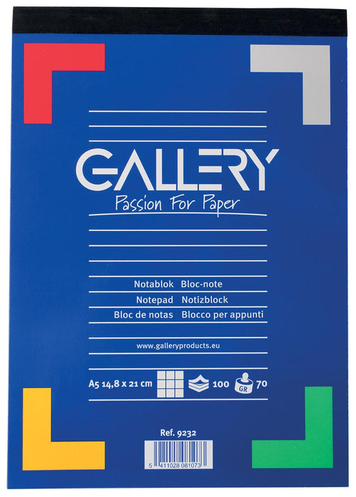 Gallery schrijfblok, ft A5, geruit 5 mm, blok van 100 vel 10 stuks, OfficeTown