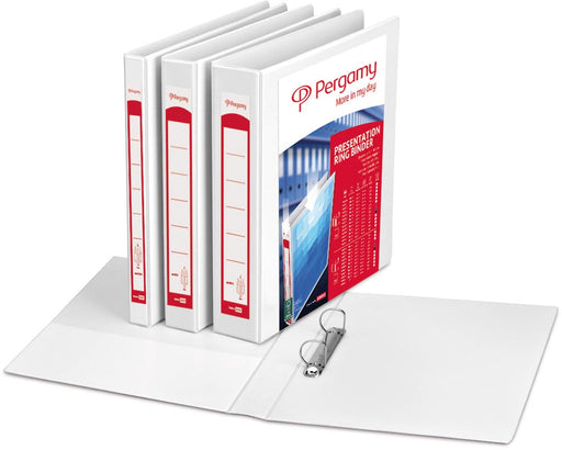 Pergamy personaliseerbare ringmap, ft A4, 2 pochettes, 3 insteektassen, 2 D-ringen van 16 mm, wit 10 stuks, OfficeTown