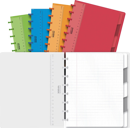 Adoc Colorlines Notitieboek, A5 - formaat, 144 pagina's, commercieel geruit, assorti kleuren - OfficeTown
