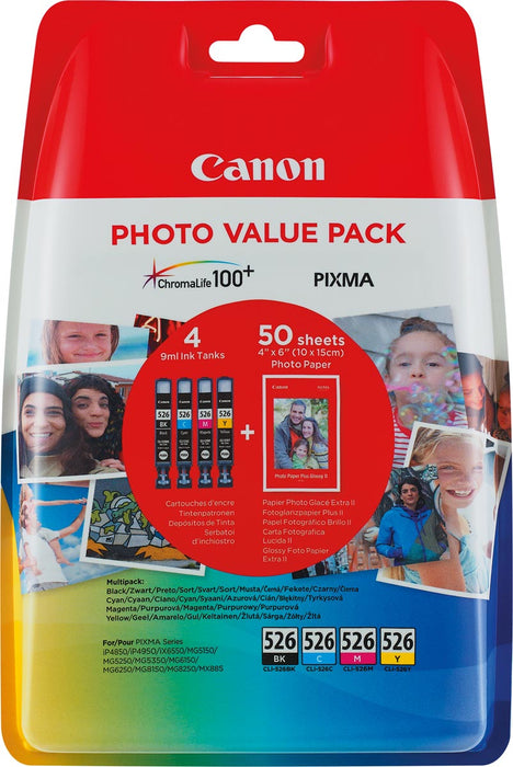 Canon inktcartridge CLI-526, 4 x 9 ml, OEM 4540B017, 4 kleuren