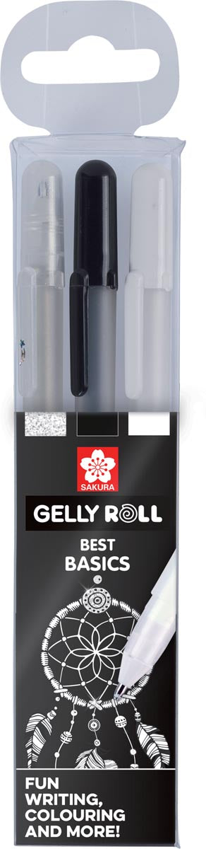 Sakura roller Gelly Roll Basic, etui van 3 stuks (transparant, zwart en wit) 6 stuks, OfficeTown
