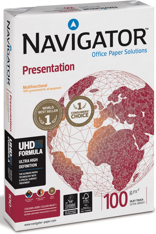 Navigator Presentation presentatiepapier ft A4, 100 g, pak van 500 vel 5 stuks, OfficeTown