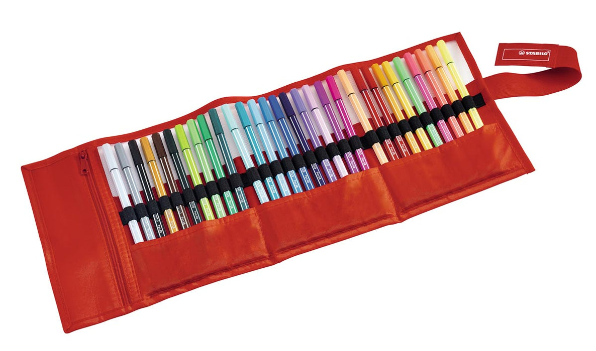 STABILO Pen 68 viltstift, rollerset met 30 stiften in verschillende kleuren