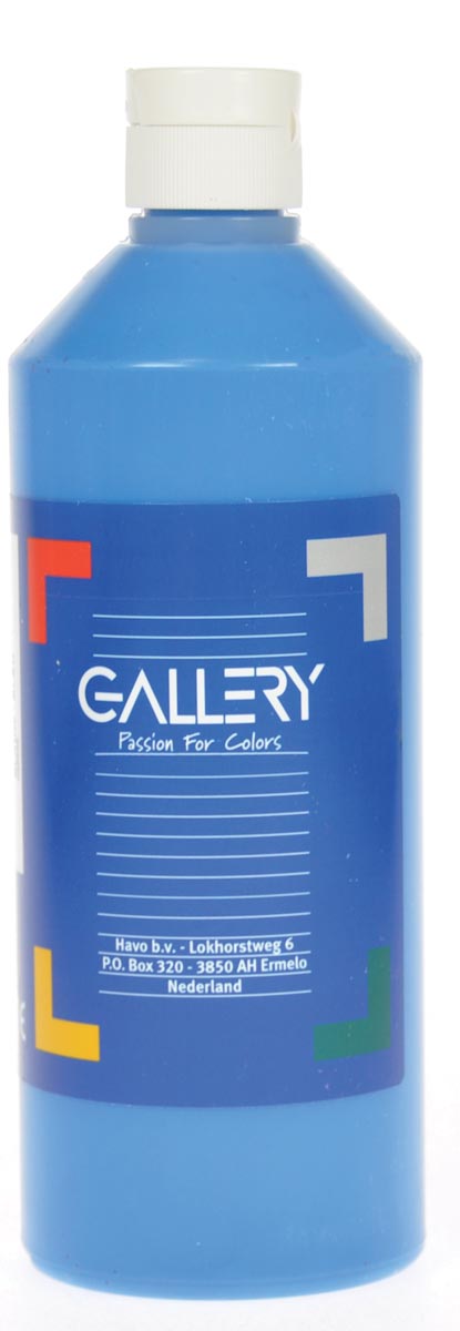 Gallery plakkaatverf, flacon van 500 ml, blauw 6 stuks, OfficeTown
