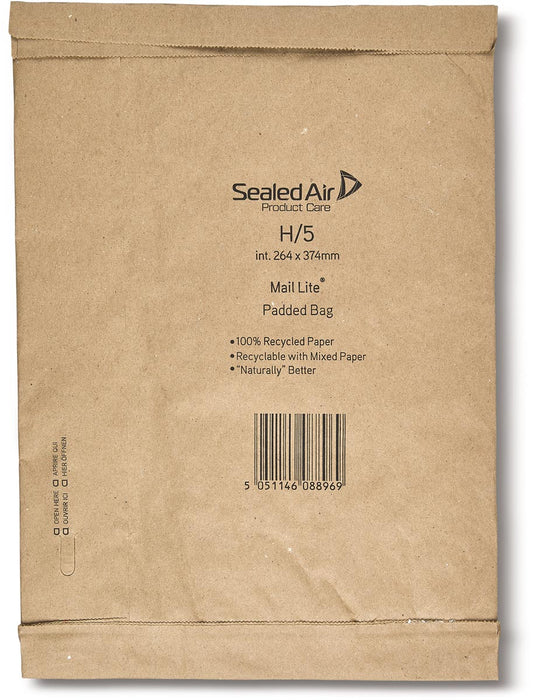 Mail Lite Gevoerde Enveloppen, bruin, H/5, 264 x 374 mm, doos van 50 stuks