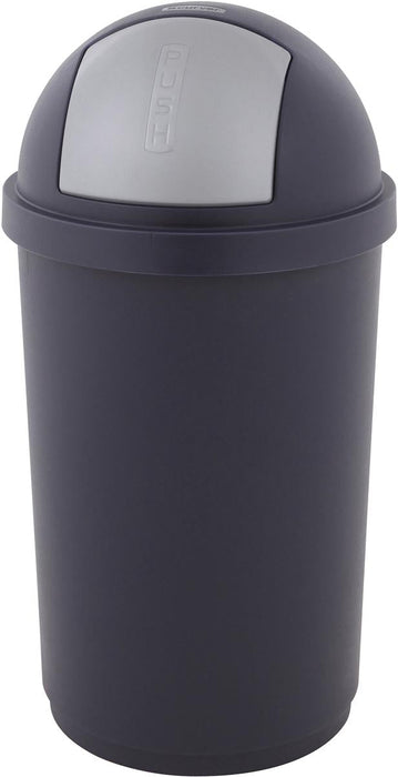 Afvalbak van Curver met drukdeksel 50 l, blauw en grijs - OfficeTown