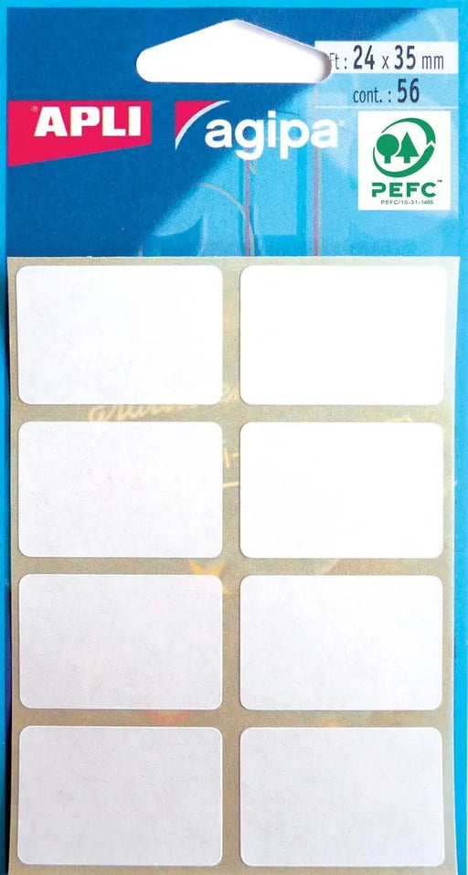 Agipa witte etiketten in etui ft 24 x 35 mm (b x h), 56 stuks, 8 per blad - OfficeTown