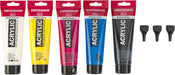 Amsterdam acrylverf primair 120 ml, 5 tubes + 3 tuiten - OfficeTown