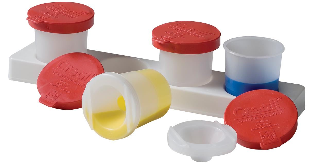 Antidruipverfpot - Set van 4 potjes van 320 ml met Rood Deksel - OfficeTown