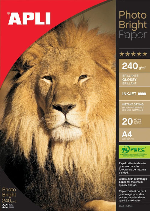 Apli fotopapier Photo Bright ft A4, 240 g, pak van 20 vel - OfficeTown