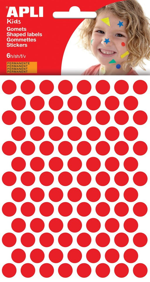 Apli Kids stickers, cirkel diameter 10,5 mm, blister met 528 stuks, rood - OfficeTown