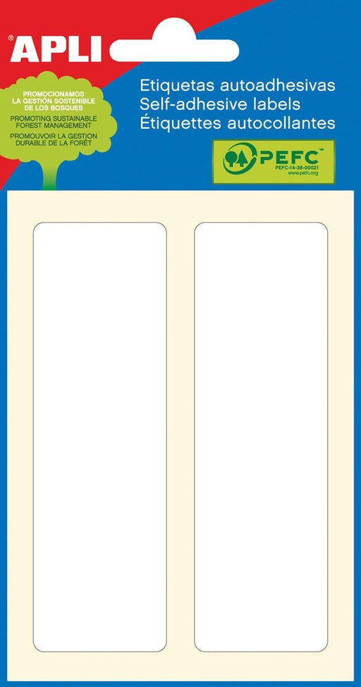 Apli witte etiketten ft 31 x 100 mm (b x h), 12 stuks, 2 per vel (2682) - OfficeTown