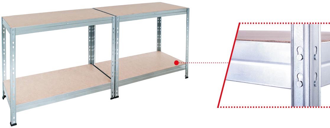 AR Shelving rek Rivet Stabil, ft 180 x 90 x 40 cm, 5 legborden uit HDF, gegalvaniseerd - OfficeTown