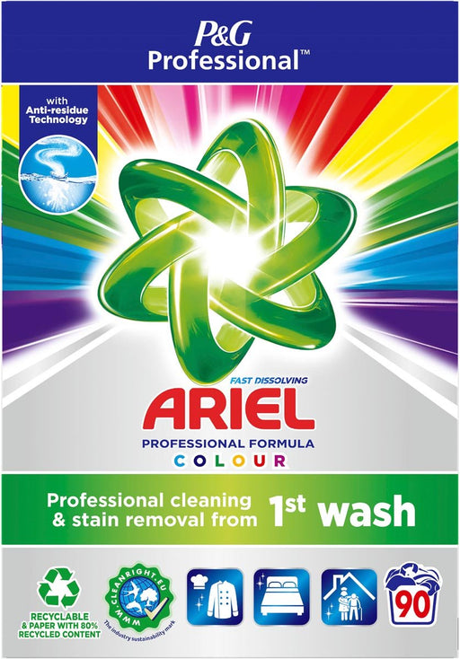 Ariel waspoeder, voor gekleurde was, 90 wasbeurten, doos van 5,4 kg - OfficeTown