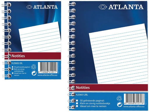 Atlanta notitieboekje A7, gelinieerd, blauw - OfficeTown