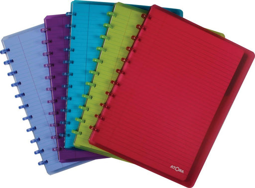 Atoma Trendy notitieboek met A4+ formaat, 120 pagina's, gelinieerd, met 6 tabbladen en 5 showtassen, in geassorteerde kleuren - OfficeTown