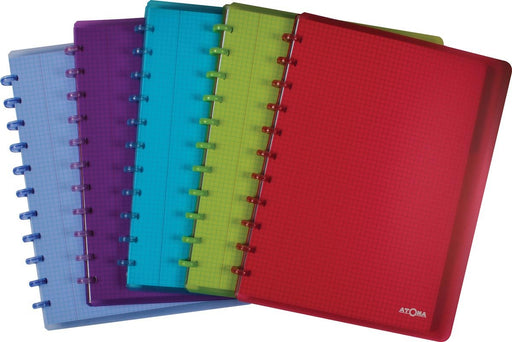 Atoma Trendy schrift, ft A4 +, 120 bladzijden, geruit 5mm, met 6 tabbladen en 5 showtassen, in geassorteerde kleuren - OfficeTown