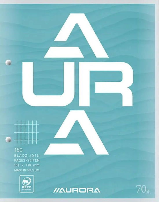 Aurora cursusblok, ft 16,5 x 21 cm, 75 vel, 2 - gaatsperforatie, commercieel geruit - OfficeTown
