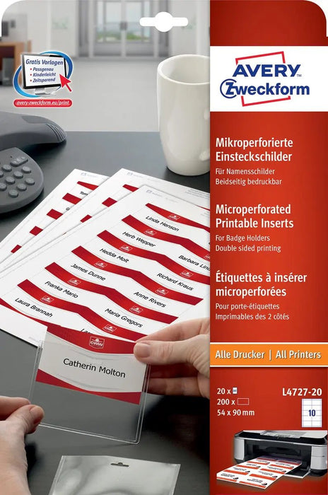 AVERY Badge ft 54 x 90 mm, 200 stuks - OfficeTown