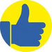 Avery beoordelingsstickers, diameter 19 mm, rol van 250 stuks, blauw/geel, duim - OfficeTown