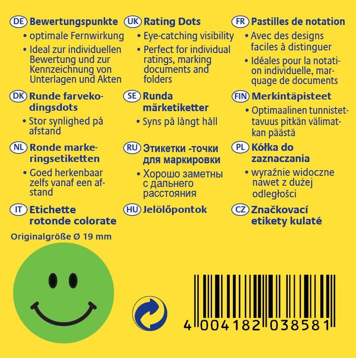 Avery beoordelingsstippen, diameter 19 mm, rol met 250 stuks, smiley, groen - OfficeTown
