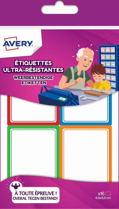 Avery Family weerbestendige etiketten in geassorteerde kleuren, etui van 16 stuks - OfficeTown