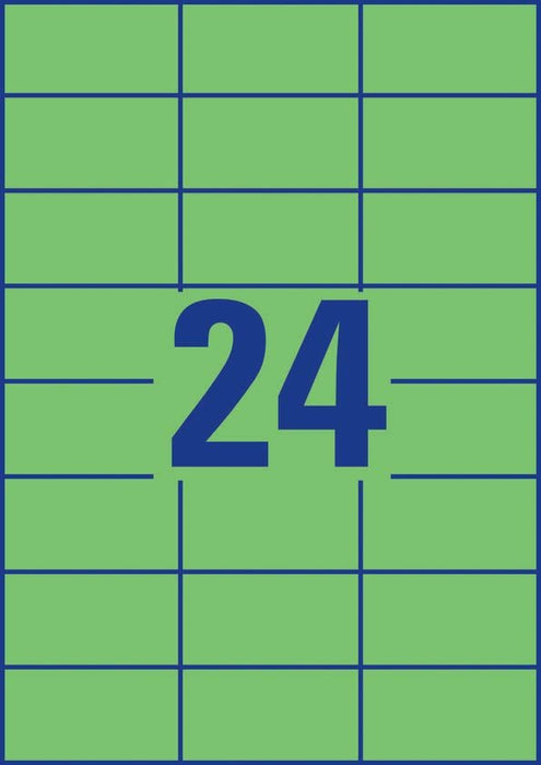Avery gekleurde universele etiketten ft 70 x 37 mm (b x h), 2400 stuks, groen - OfficeTown
