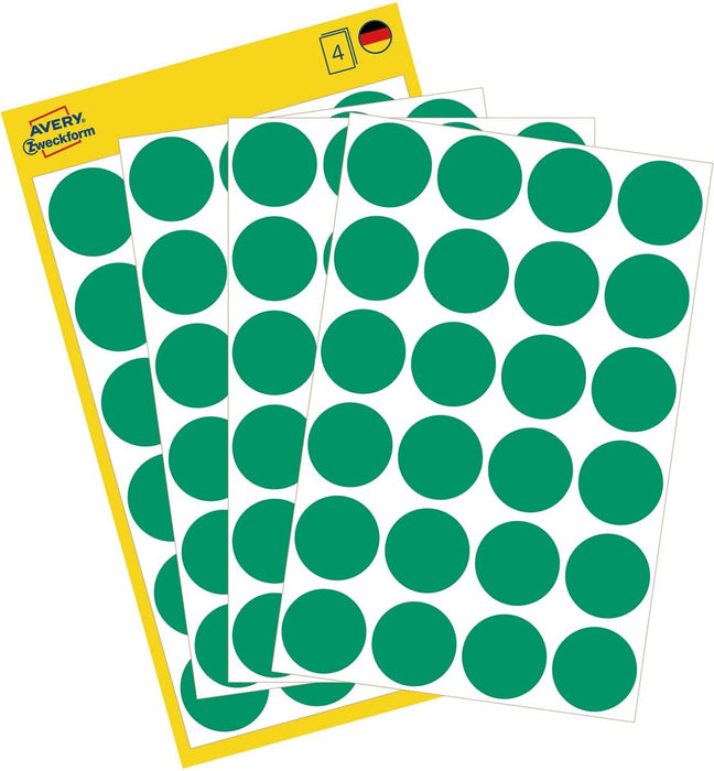 Avery Ronde etiketten 18 mm, groen, 96 stuks - OfficeTown