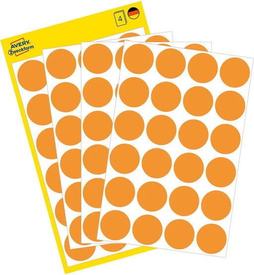 Avery Ronde etiketten 18 mm, lichtoranje, 96 stuks van papier, permanent - OfficeTown