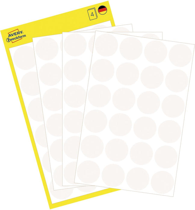 Avery Ronde etiketten 18 mm, wit, 96 stuks - OfficeTown