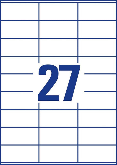 Avery Zweckform 3479, Universele etiketten, Ultragrip, wit, 100 vel, 27 per vel, 70 x 32 mm - OfficeTown