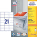 Avery Zweckform 3481, Universele etiketten, Ultragrip, wit, 100 vel, 21 per vel, 70 x 41 mm - OfficeTown